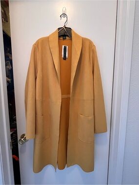 Joan Vass Tan Open-Front Trench Coat